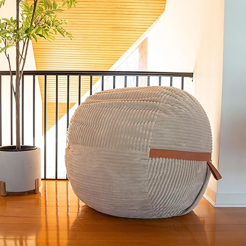 Miniatura 345 de Big Joe Fuf - Puf extragrande (XXL) relleno de espuma con funda extraíble, color niebla Lenox, poliéster tejido duradero, 6 pies, gigante Negro