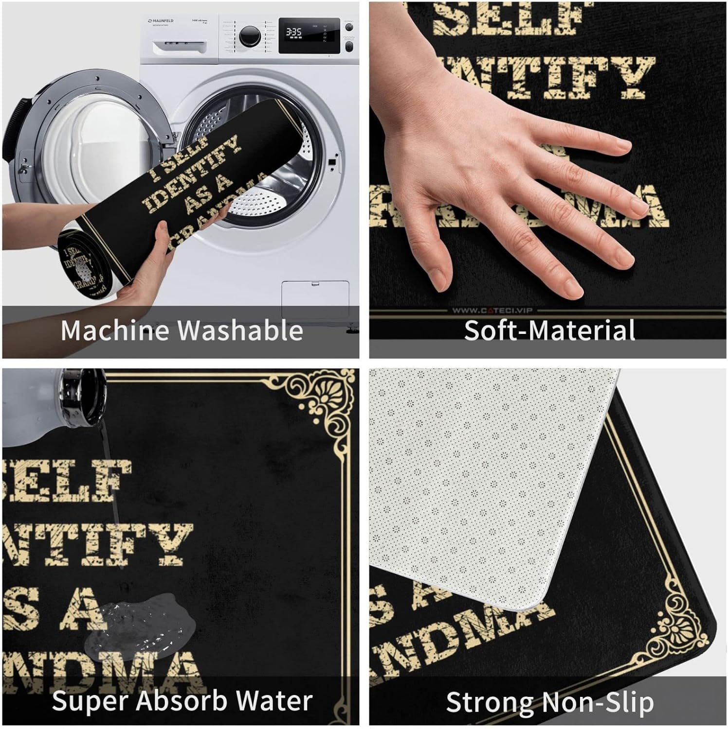 Welcome-Ish Outdoor Doormat I Self Identify As A Grandma Doormat Back Yard Decorations Door Mat Indoor Entrance(Size:65X90CM), Colour, BCPYAOBCT-COLOUR-65X90CM