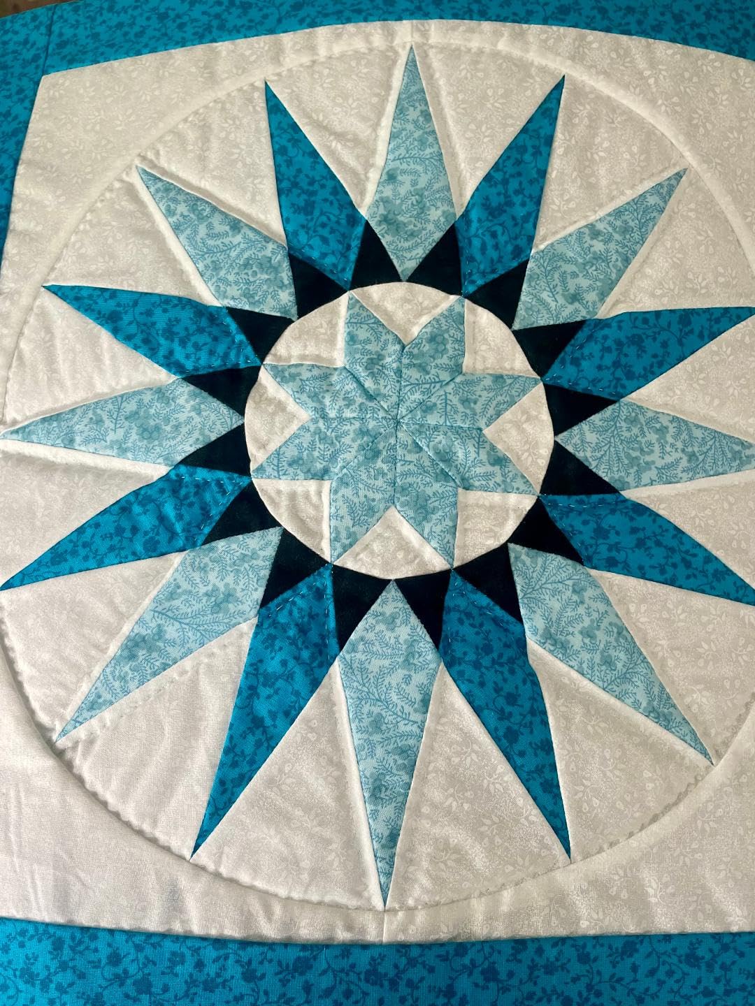 Amish Handmade Turquoise Star Quillow