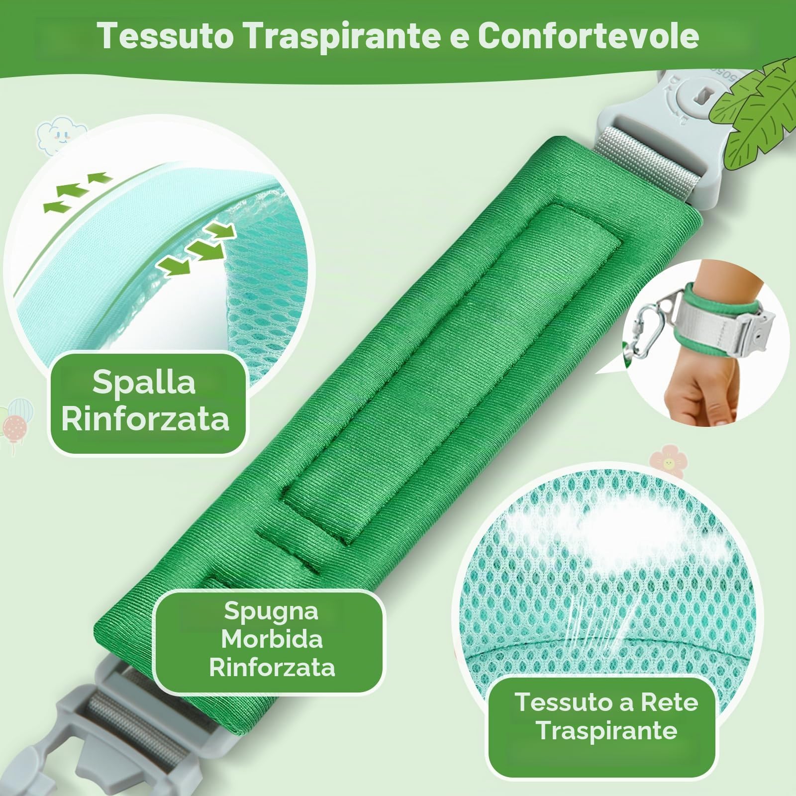 Dr.meter Zaino Bambini Antismarrimento 3 in 1 Pettorina 1.2M 360° Braccialetti Chiave Sicurezza Dinosauro 1-5 Anni