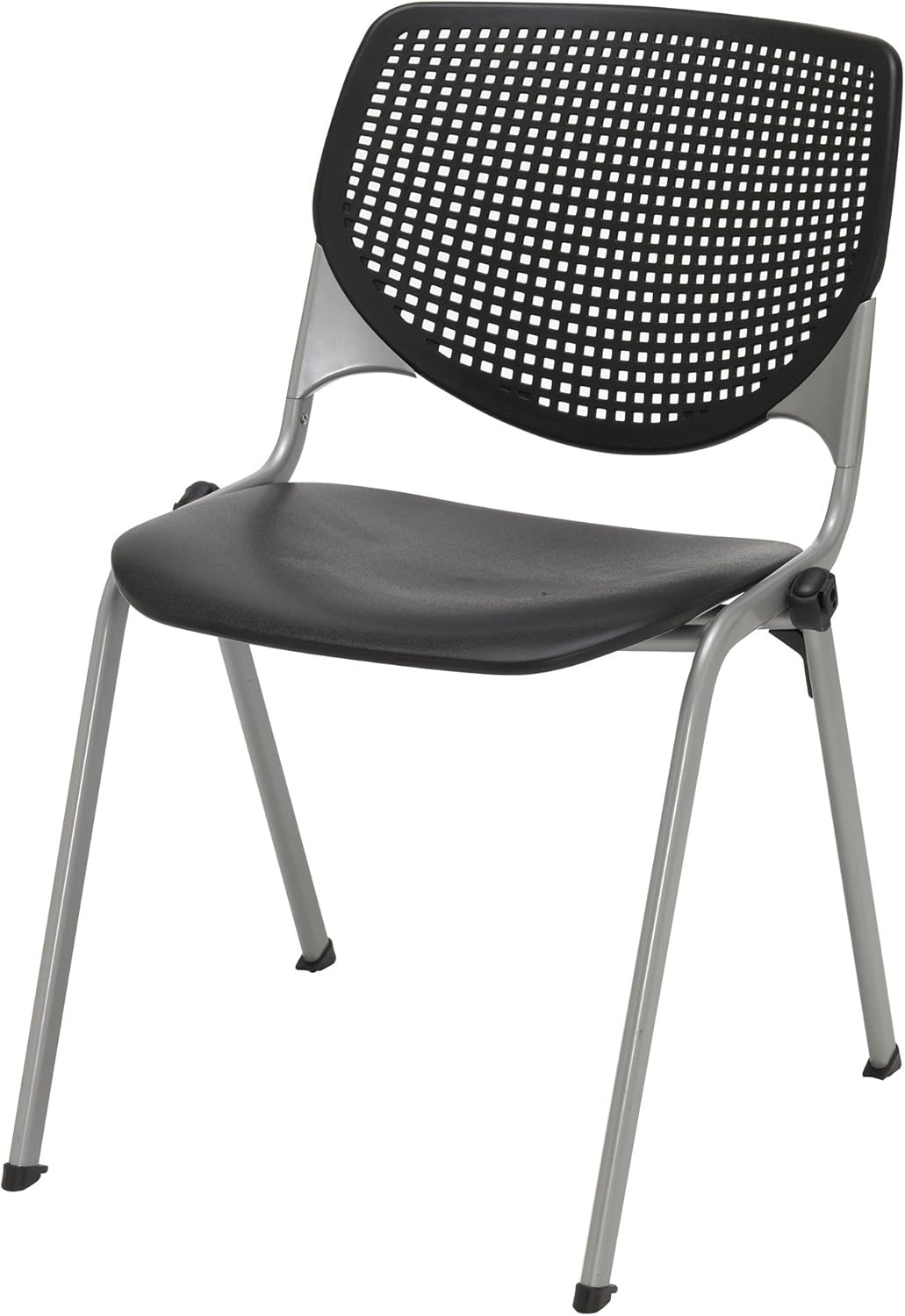 KFI Seating Kool Series Polypropylene Stack Chair with Perforated Back, Black Finish