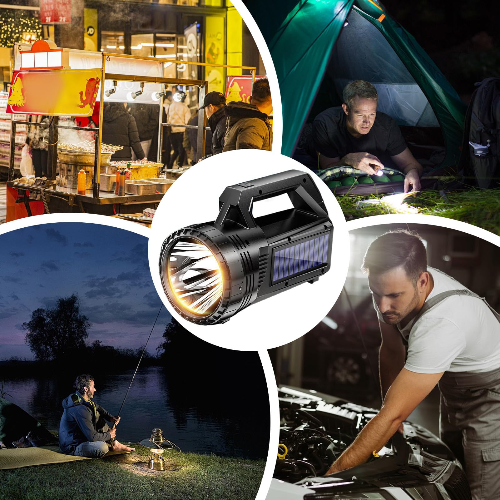 Torcia Solare Ricaricabile Ricaricabile Luminosa Leggera Impermeabile | Torcia A LED Da 800 Lumen Per Uso Esterno Per Campeggio Escursionismo Backpacking Trekking Pesca Notturna Viaggi Avventura A