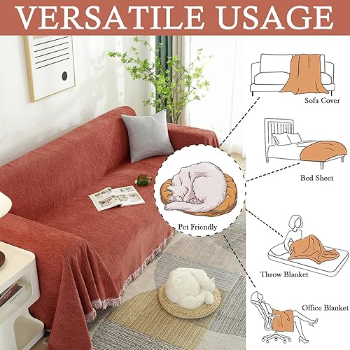 Miniatura 6 de HANDONTIME Fundas de sofá de felpilla color rojo ladrillo para perros, fundas de sofá modular, fundas de sofá modular color terracota, fundas de