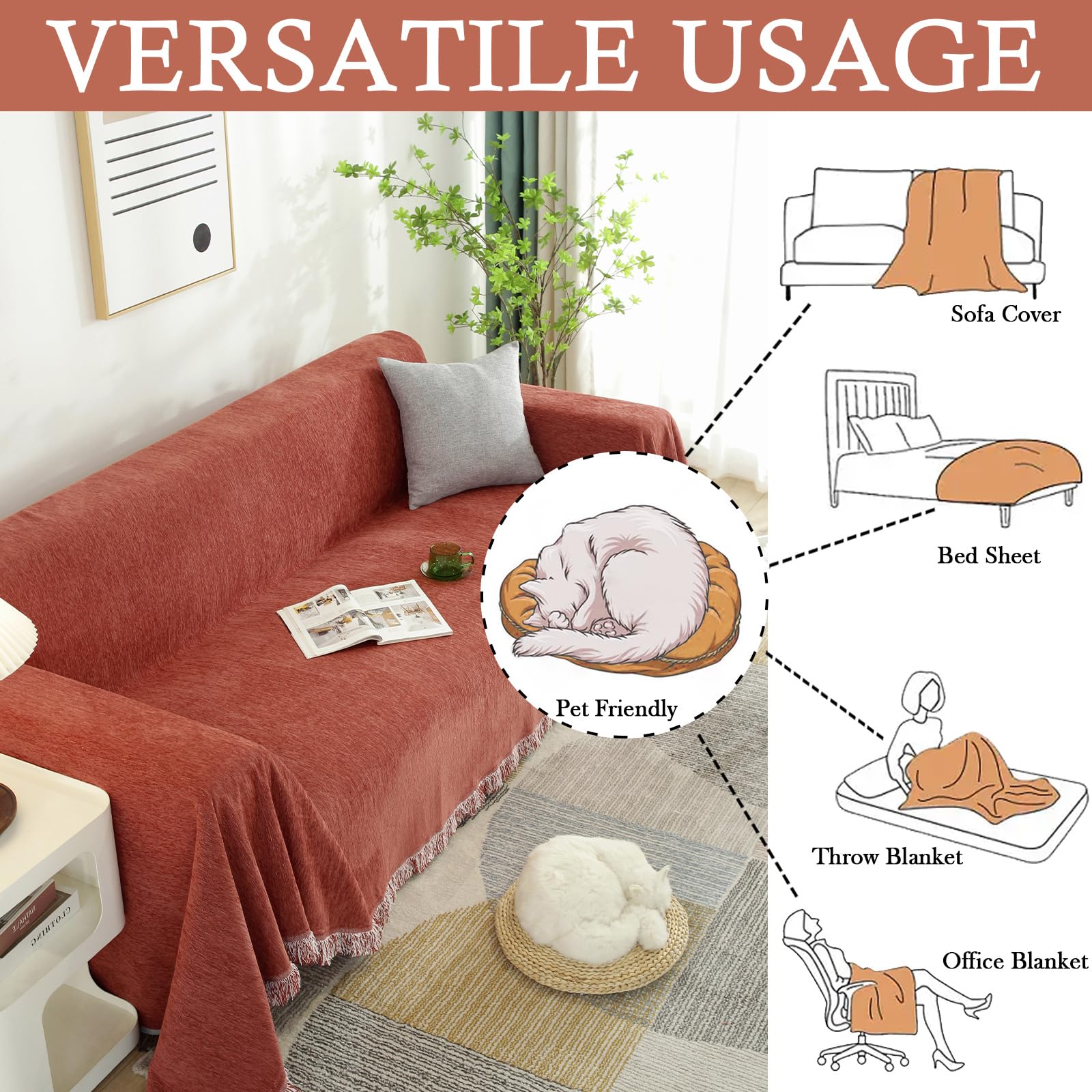 Amazon.com: HANDONTIME Chenille Couch Covers Sofa Cover for Dogs