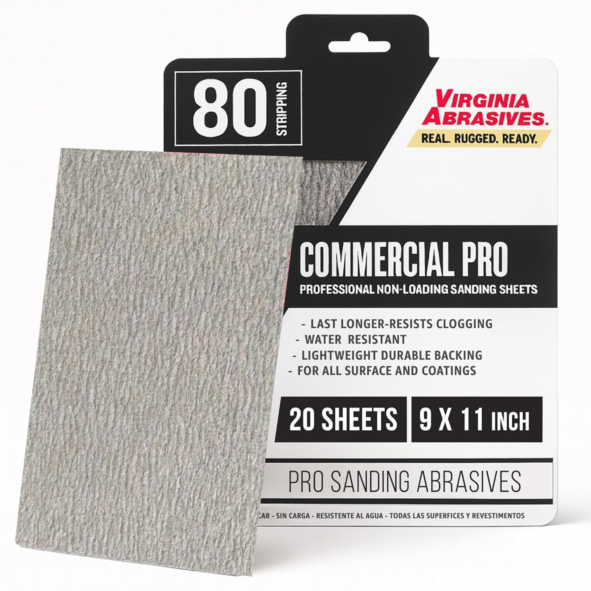 Commercial Sandpaper Sheets - 220 Grit, 20 Pack -10