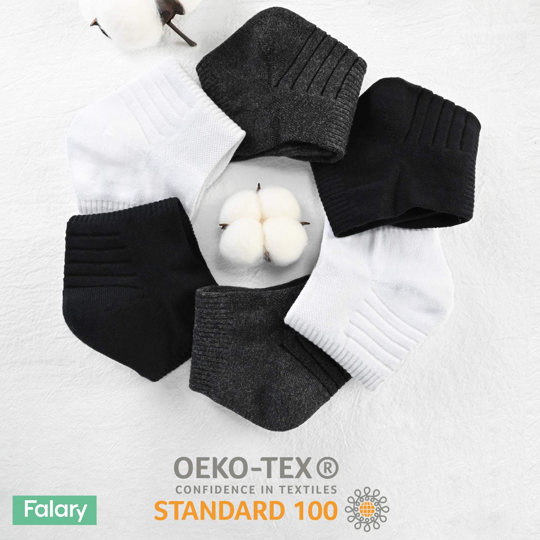 FALARY 6 Paia Calze Uomo & Donna Calzini Sportivi Lunghe Cotone Calzettoni Tennis Unisex Nero Bianco Grigio