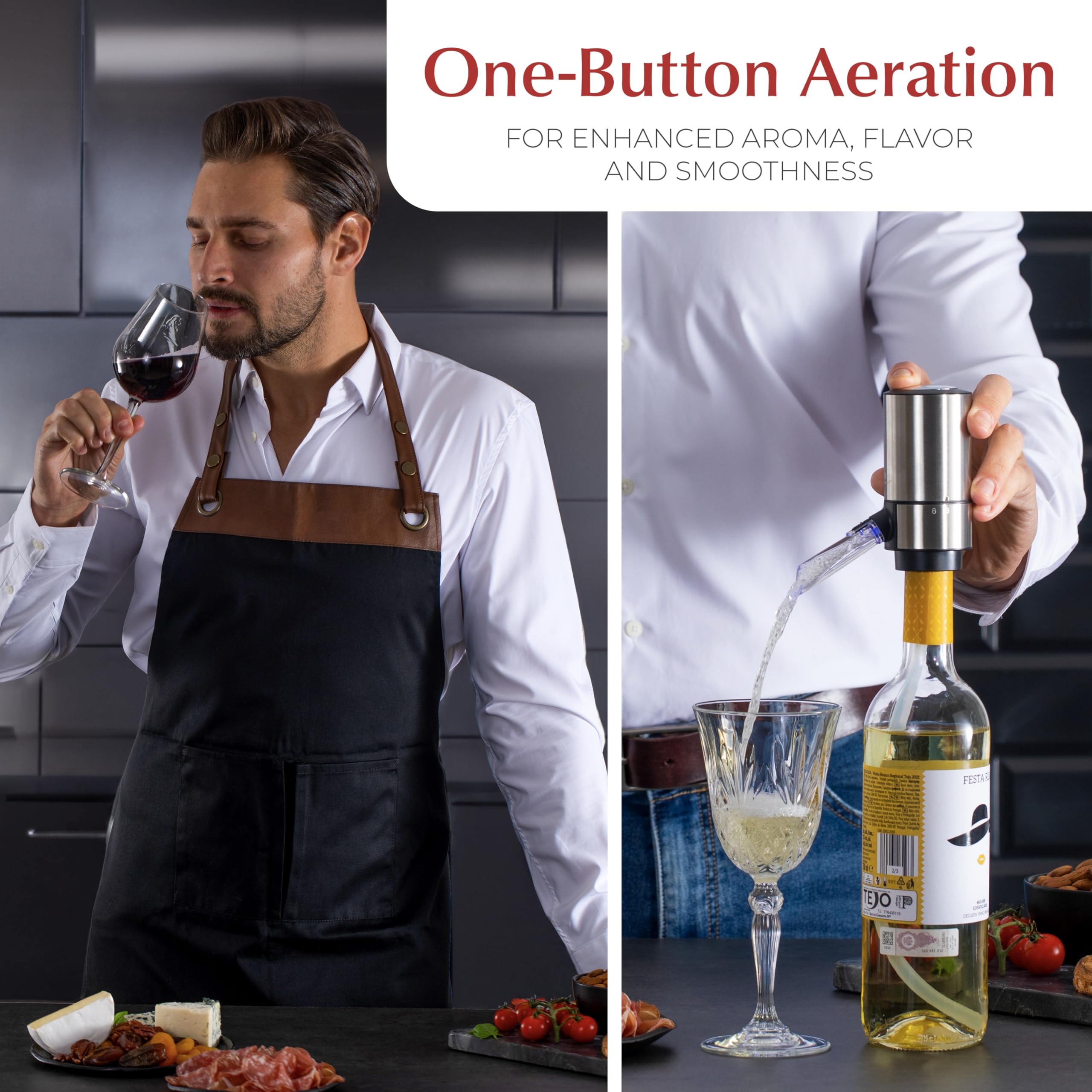Juego de abridor eléctrico de vino – Kit de abridor de botellas de vino con sacacorchos recargable y aireador a batería – Abridor automático de tornillos de corcho para botellas de vino 5