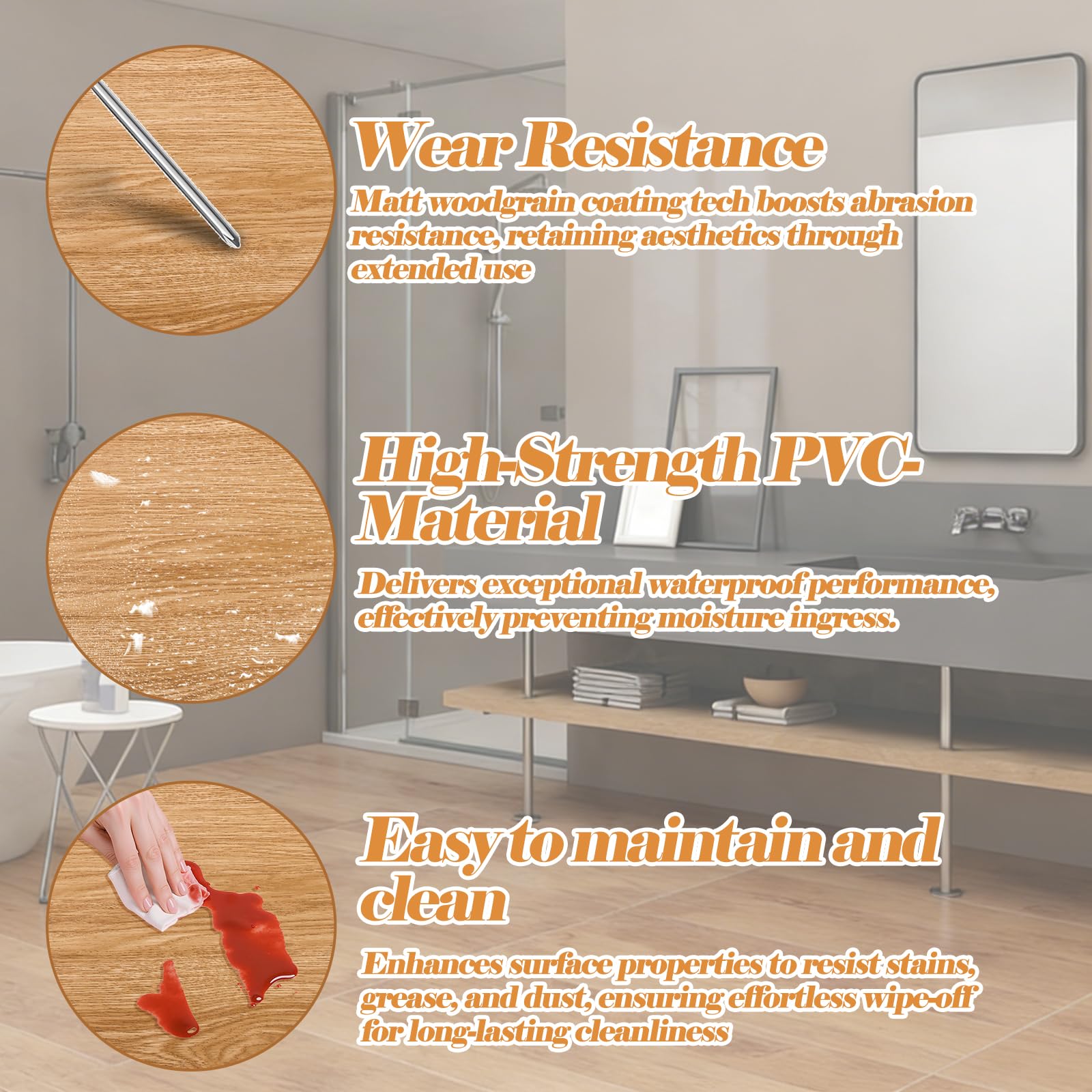 CYEER PVC Bodenbelag Holzoptik Eiche Natur, 40 cm x 10 m, 1,6 mm Vinylboden von der Rolle, Wasserabweisender Bodenbelag für Treppen, Küche, Flur, Wohnwagen & Wohnmobil, Zuschneidbar, 4 m²