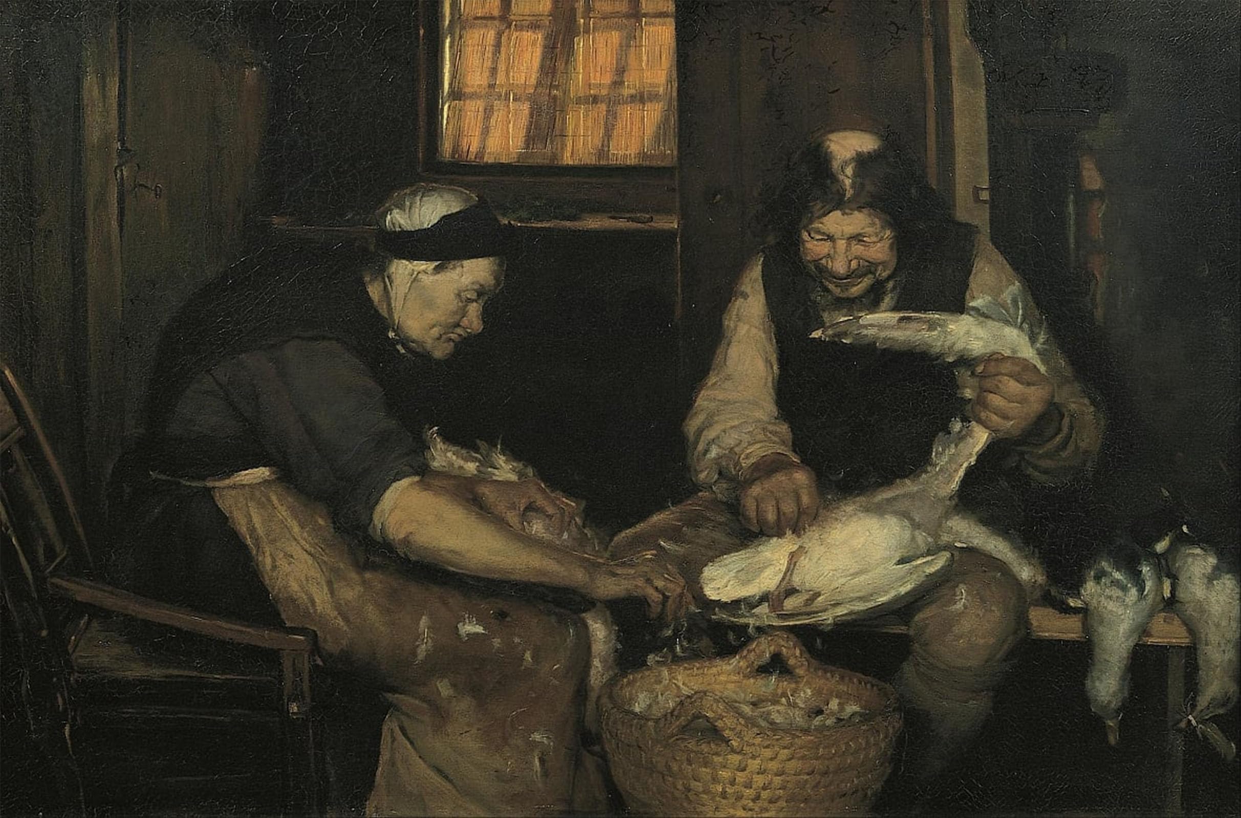 POSTERIIk Famous Print Pop Art Wall Art Graffiti Old Couple Plucking Gulls Lars Gaihede and Old Lene by Anna Ancher Art Prints for Home Decor 60x90cm