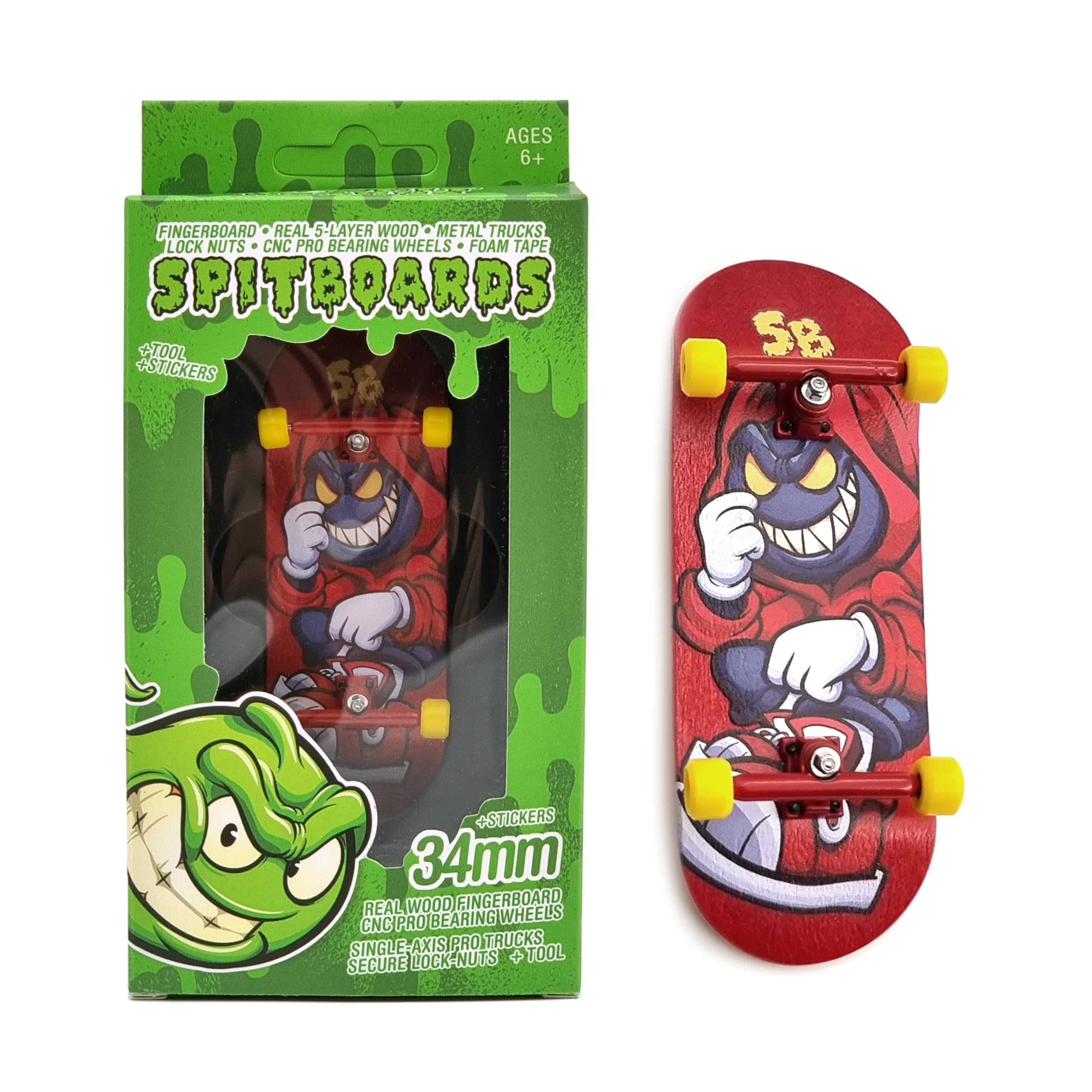 SPITBOARDS Configuración diapasón profesional 34x96 mm | Cubierta madera real | Camiones pro con tuercas bloqueo y bujes | Ruedas pro poliuretano — view 11