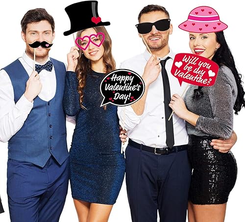 Miniatura 3 de Kit de accesorios de fotos para el día de San Valentín paquete de 25 accesorios de fotos de San Valentín para decoración del día de San Valentín