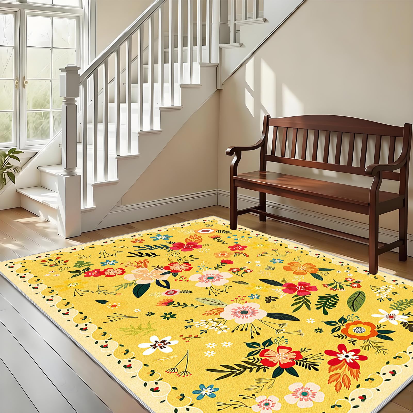 Nowoczesny dywan do salonu, nadający się do prania, dywan z krótkim włosiem, 80 x 100 cm, dywan do sypialni, kuchni, biura, do użytku na zewnątrz, do jadalni, antypoślizgowy, duży, do salonu