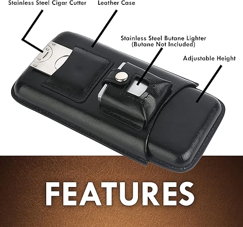 Miniatura 6 de Mantello - Juego de 3 soportes para cigarros con encendedor y cortador