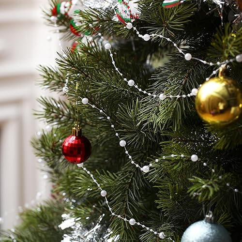 Miniatura 66 de Pangda Guirnalda de perlas artificiales de 65.6 pies para árbol de Navidad, cadena de hilos de cuentas de plástico, adorno para boda, fiesta de Rosa