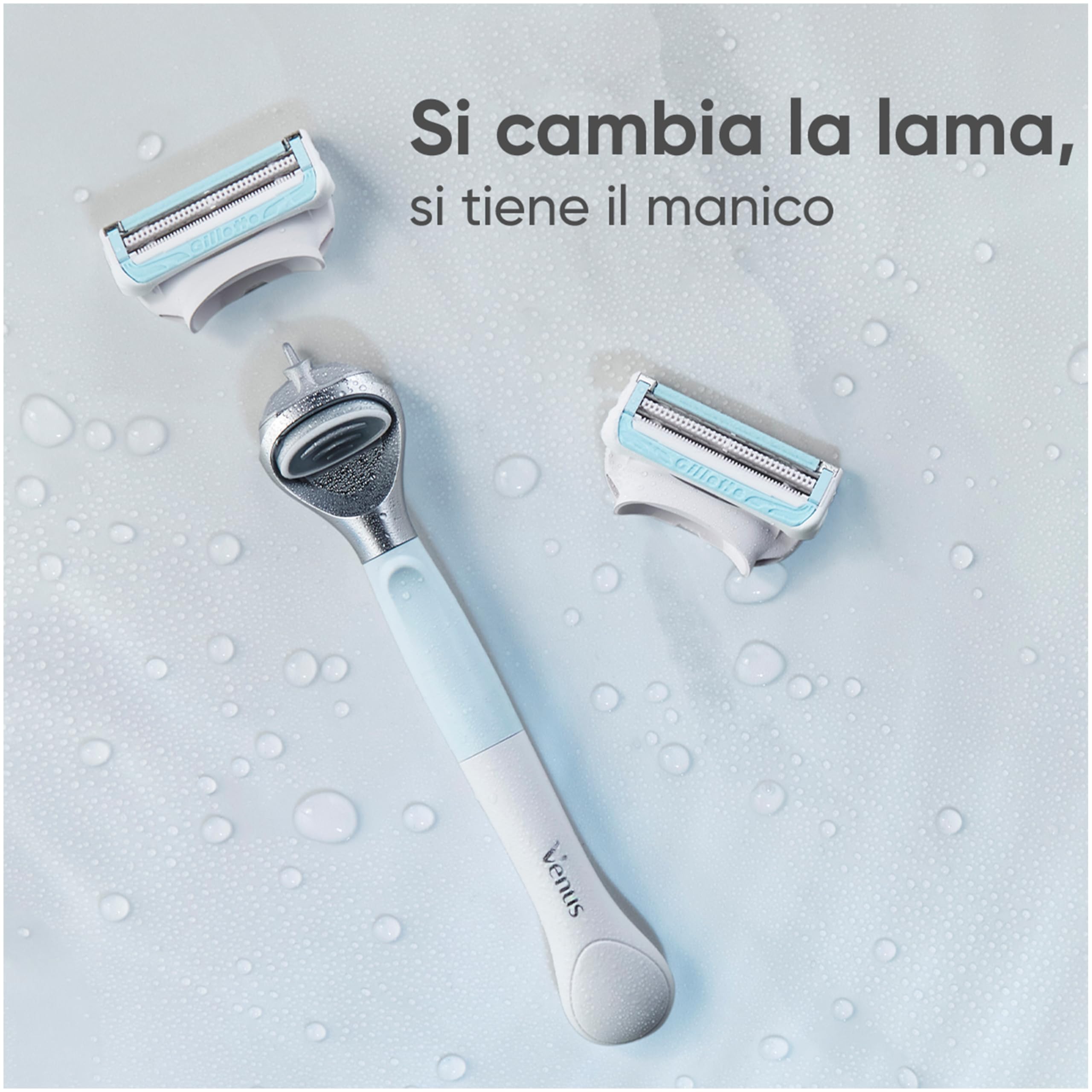 Gillette Venus, Rasoio per Peli e Pelle della Zona Intima + 2 Confezione di Lamette di Ricambio, Rasoio Parti Intime Donna, Lamette Donna Gillette Venus Ricariche