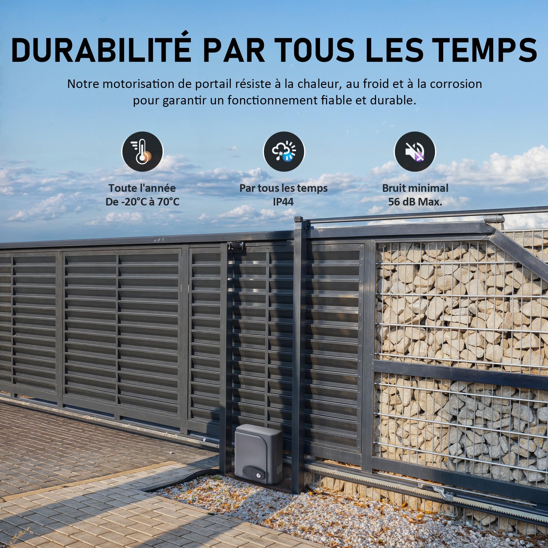 CO-Z Motorisation Portail Coulissant 600 kg 12 m, Kit Automatisme Électrique 280W 220V avec 2 Télécommandes, Photocellules Infrarouges & Crémaillères 4M (IP54)