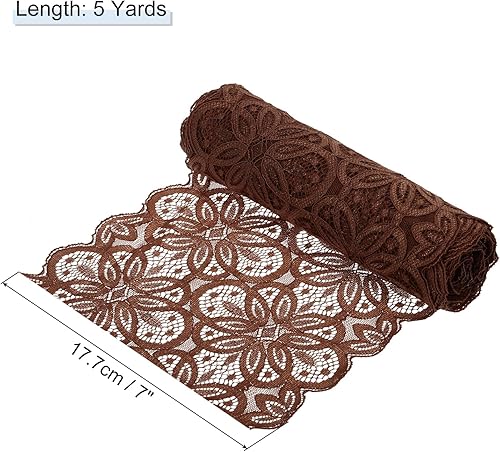 Miniatura 2 de MECCANIXITY Cinta de encaje de 5 yardas y 7 pulgadas para envolver regalos de manualidades, diademas de boda, marrón oscuro