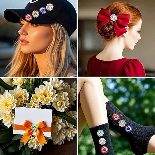 Miniatura 2 de 100 diamantes de imitación para coser de 0.555 pulgadas (0.551 in), diseño de flor de girasol, parte trasera plana, base dorada, para coser en ropa,