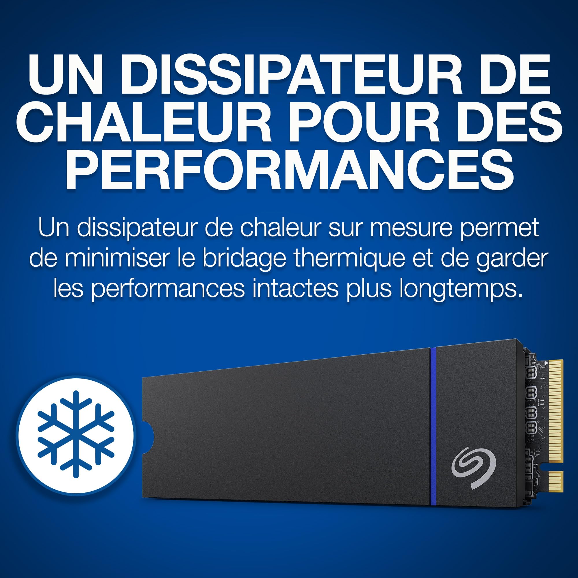 Seagate Game Drive pour PS5, 1 To, SSD interne NVMe – NVMe 1.4 PCIe 4e génération sous licence officielle, jusqu'à 7 300 Mo/s avec dissipateur de chaleur (ZP1000GP3A2001)