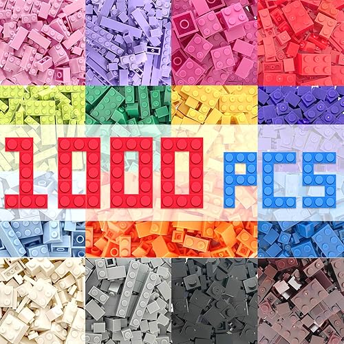 1000 piezas de ladrillos de construcción clásicos en 15 colores populares y 12 formas mixtas, juego creativo de bloques de construcción pequeños,