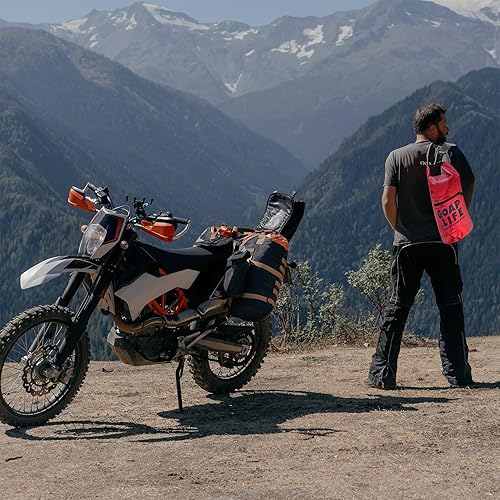 Miniatura 11 de GOAP Bolsa seca impermeable 10L playa, pesca, camping, senderismo, rolltop, correa cruzada, bolsillo para botella de agua, bolsillo con cremallera