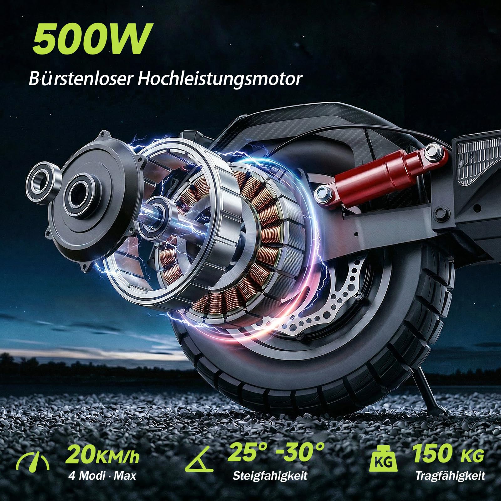 E Scooter mit Straßenzulassung,10 Zoll Elektroroller mit 12,5AH/15AH Batterie Max 70km Reichweite,Duales Bremssystem Und Doppelte Stoßdämpfung, E Roller für Erwachsene Pendeln und Geländefahrten