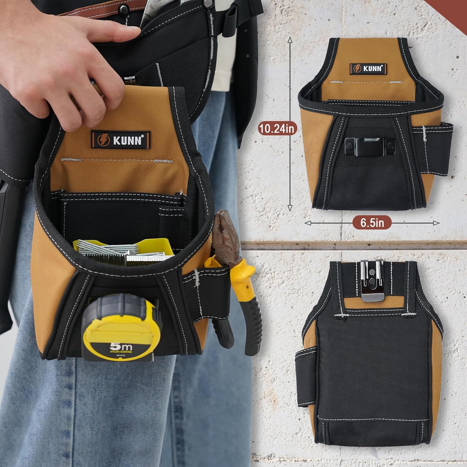 KUNN Leather Tool Vest for Men – Adjustable 37-Pocket Work Vest for Electricians, Carpenters, and Construction Workers - Image 5
