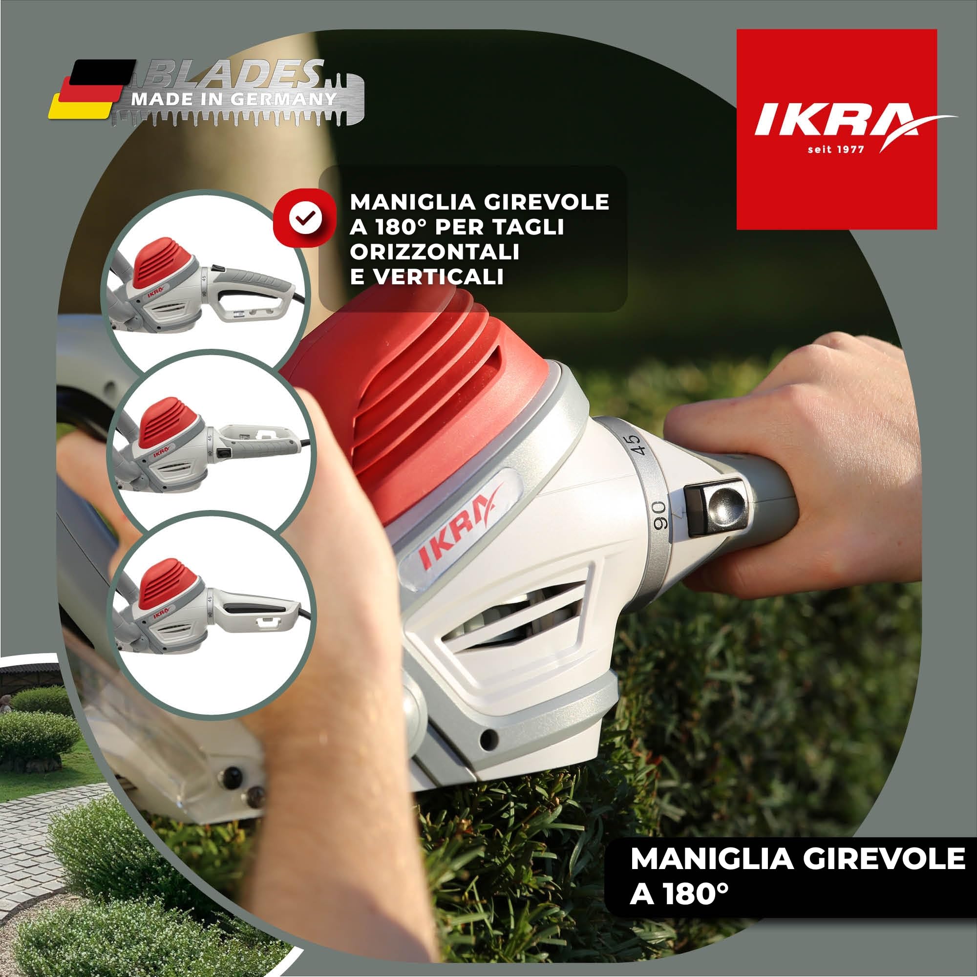 IKRA tagliasiepi elettrico IHS 650, lunghezza 55cm, incl. spray per la cura