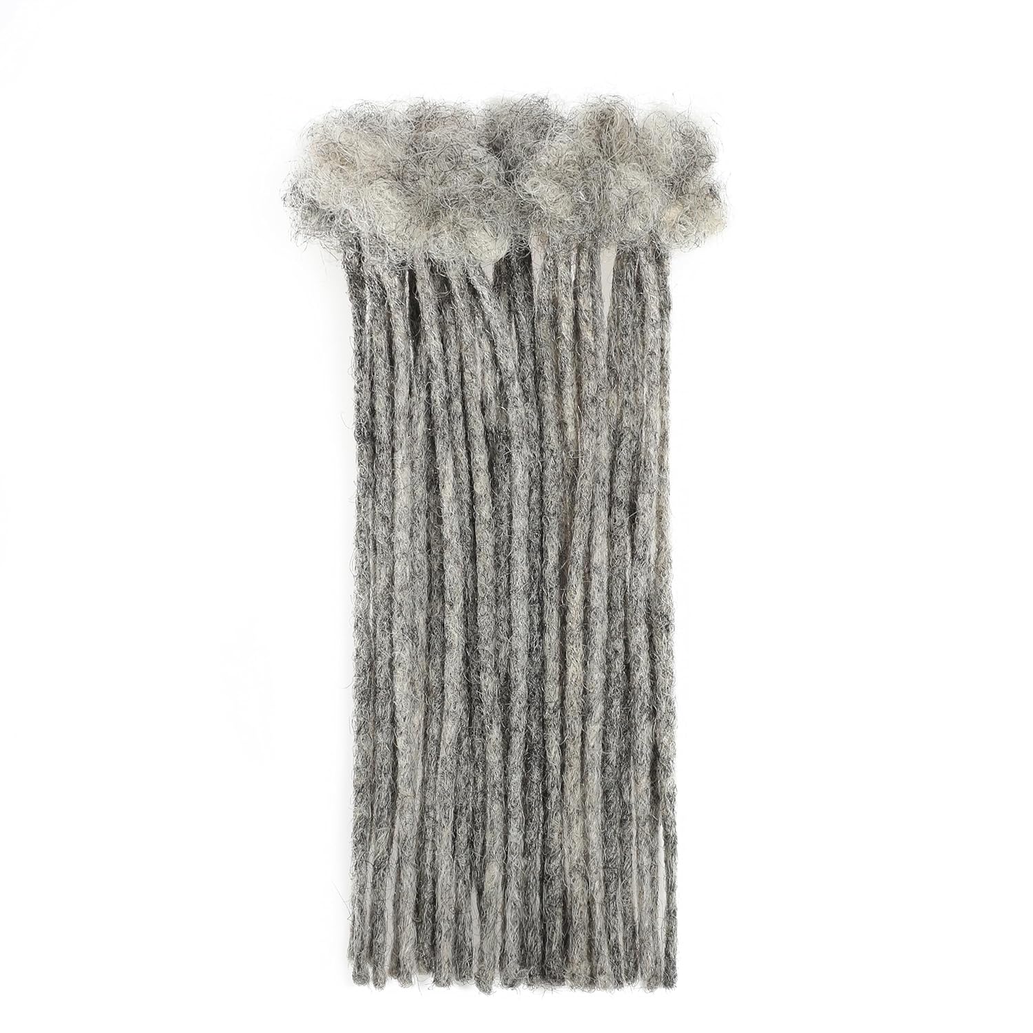 Salt and Pepper Loc Extensions Human Hair 0.2cm 8 Inch 30 Strands Full Handmade 100% Real Human Hair Dreads for Men Women Can Be Dyed