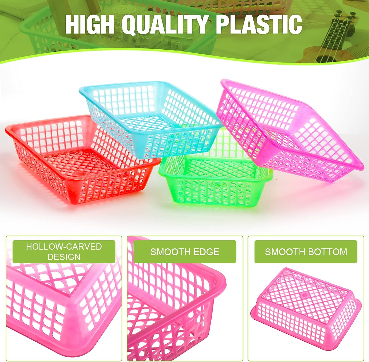 Thenshop 40 Pieces Classroom Plastic Bins Bulk Multicolor Baskets Organization Stackable Desktop Tray Small Storage Baskets Classroom for Back to School Teacher Student Pens Pencils Crayon