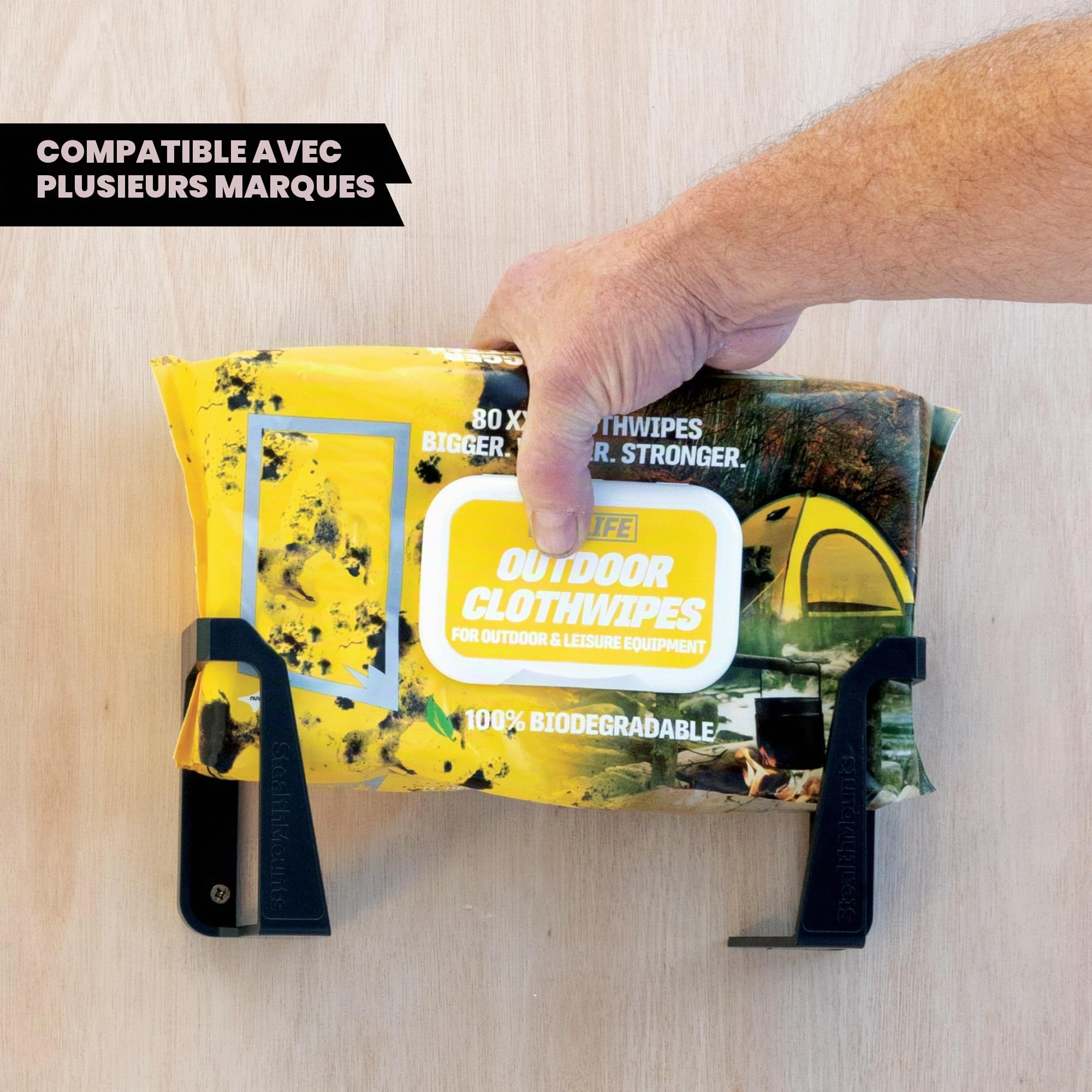 StealthMounts Porte-essuie – Lot de 2 Porte-essuie à monter au mur et étagères de rangement pour atelier, garage et stations de nettoyage – Fabriqué au Royaume-Uni
