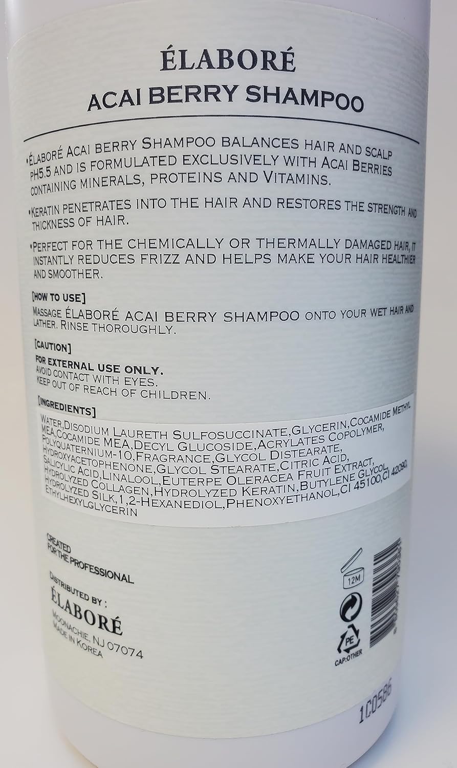 Elabore Acai Berry Super Hair Shampoo - Sulfate Free 33.80fl.oz/ 1000ml
