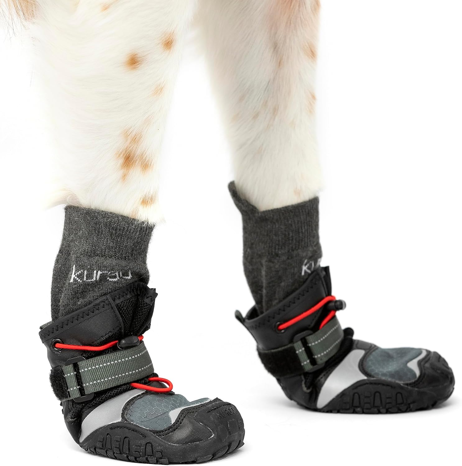 Kurgo Blaze Cross Dog Shoes - Winter Boots for Dogs, All Season Paw Protectors - For Hot Pavement and Snow - Water Resistant, Reflective, No Slip - Includes 2 Shoes - Chili Red/Black - L 8 81eKn+BJ8PL. AC SL1500