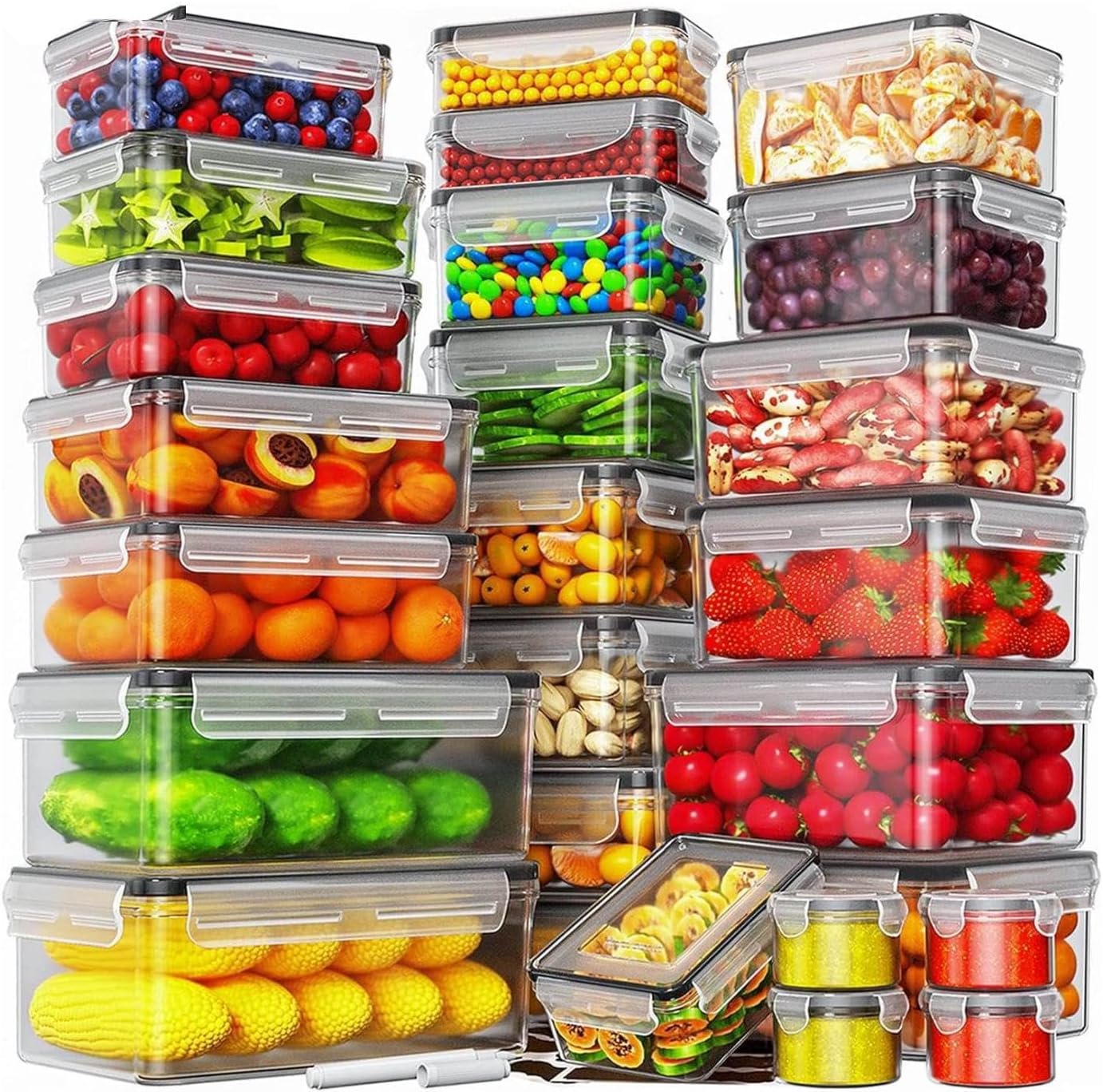 AISOON 40 Pcs 85oz Food Storage Containers with Lids, Airtight BPA-Free Leakproof Reusable Kitchen Containers, Freezer Safe Meal Prep & Pantry Organizer Set, Microwave & Dishwasher Safe