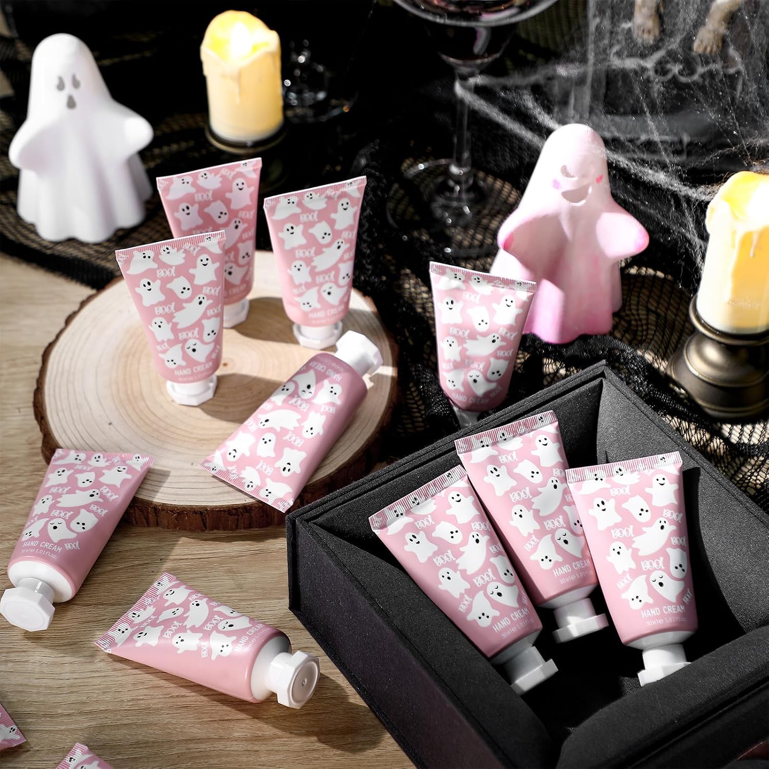 48 Sets Pink Ghost Boo Hand Cream Gifts Bulk Halloween Hand Cream Travel Lotion Size Baby Shower Party Gifts Favors Pink Ghost Halloween Birthday Party Supplies for Guest image 4