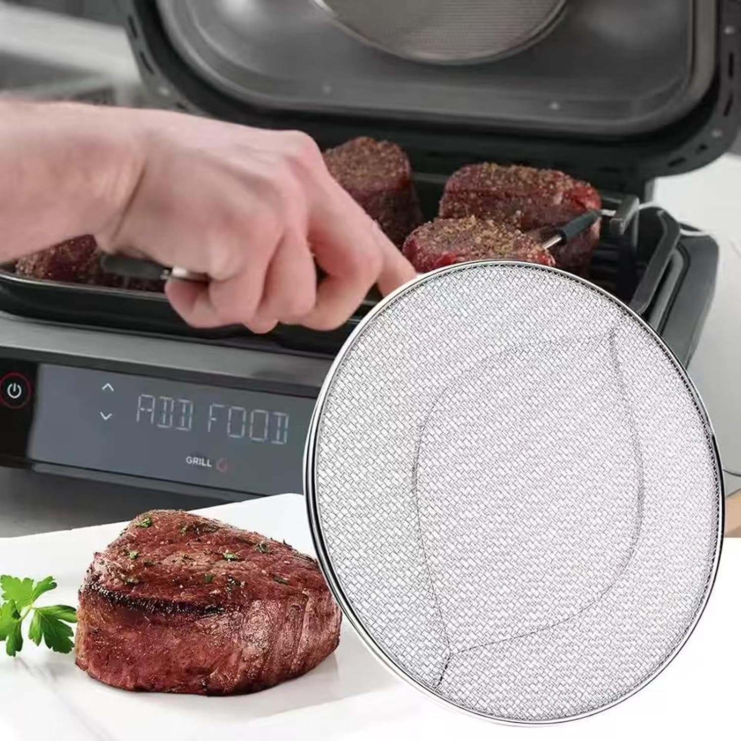 2 PCS Replacement Splatter Shield for Ninja FG551 Foodi,Stainless Steel Fine Mesh Splatter Screen for Ninja Foodi Smart XL 6-in-1 Indoor Grill Air Fryer