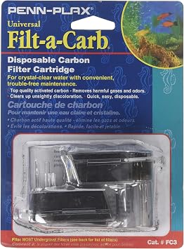 Penn-Plax Filt-a-Carb Replacement Media Cartridges 2 Pack Universal Fit for Most Undergravel Filters Provides Chemical Filtration FC3