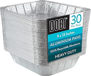 9x13 Aluminum Pans [30 Pack] - Disposable HEAVY-DUTY Foil Tins Compatible for use in Deep Half-Size Steam Table Pans