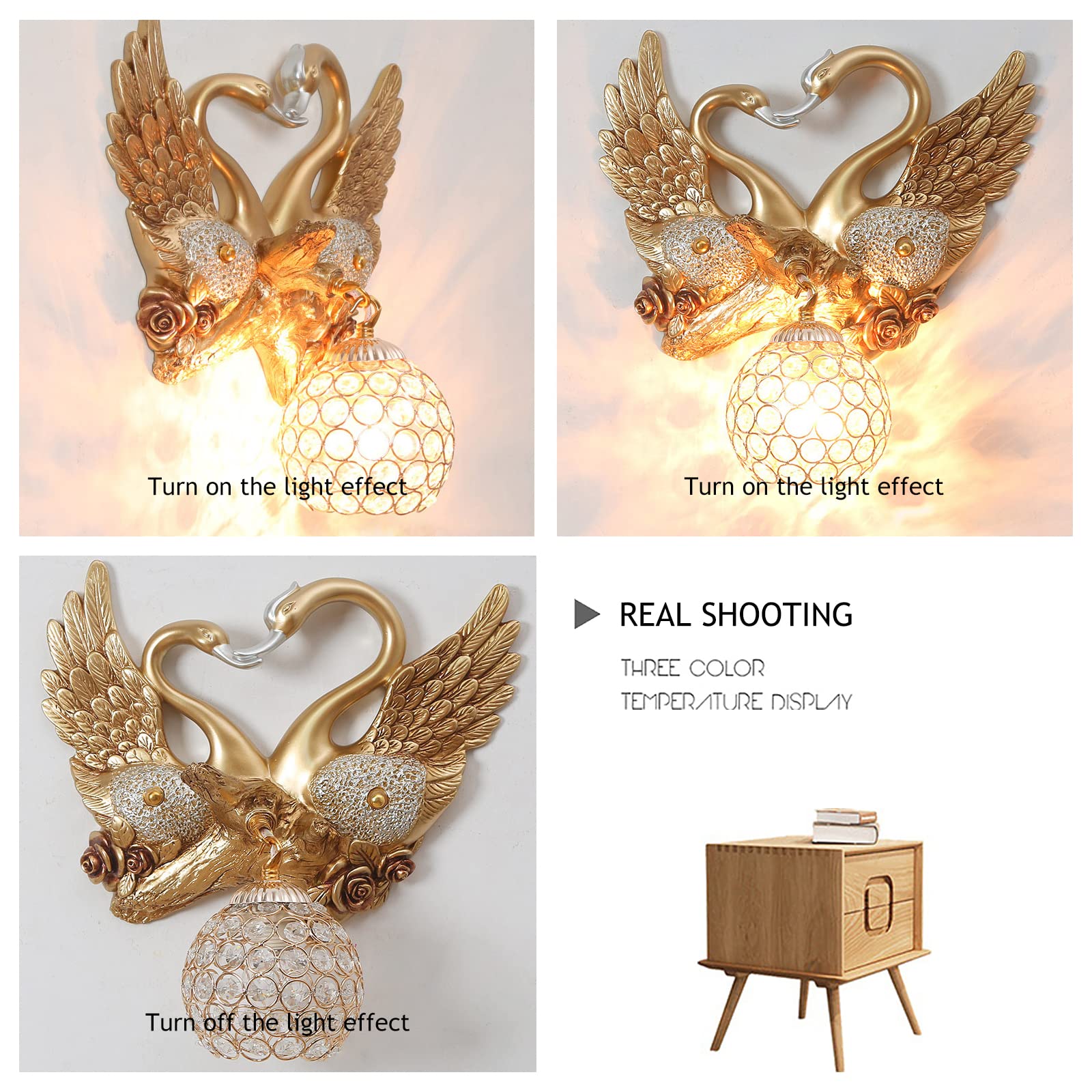 CEKUXPS Vintage Gothic Style Gold Wall Sconce,Unique Resin 1 ...