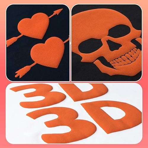 Miniatura 10 de VinylRus Puff Vinilo de transferencia de calor 3D de 12 pulgadas x 6 pies, vinilo 3D negro para planchar para camisetas, rollo de vinilo Puff HTV