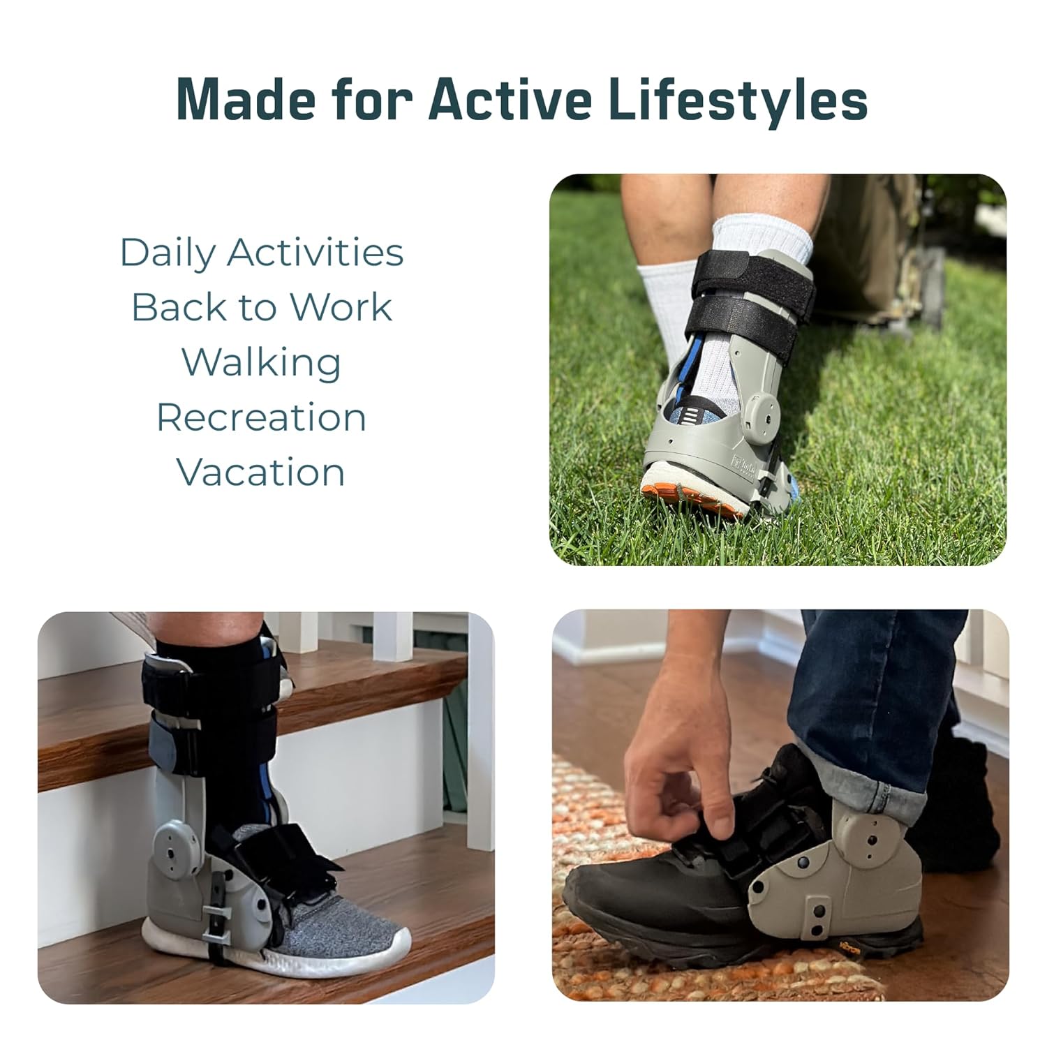 Over-the-Shoe RecoverX Ankle Brace, Alternative to Walking Boot and other AFOs, Adjustable External Ankle Support Brace, Unisex, Comfortable, Stable, Improve Gait and Balance (Medium, Right)