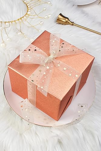 Miniatura 2 de Holijolly Gold Star - Cinta transparente de hilo de nieve para cumpleaños, bodas, Navidad, 34 pulgadas x 10 yardas