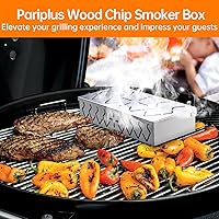 Vista 4 de Caja ahumadora para parrilla de gas, paquete de 2 cajas de astillas de madera de acero inoxidable con tapas con bisagras, caja de humo
