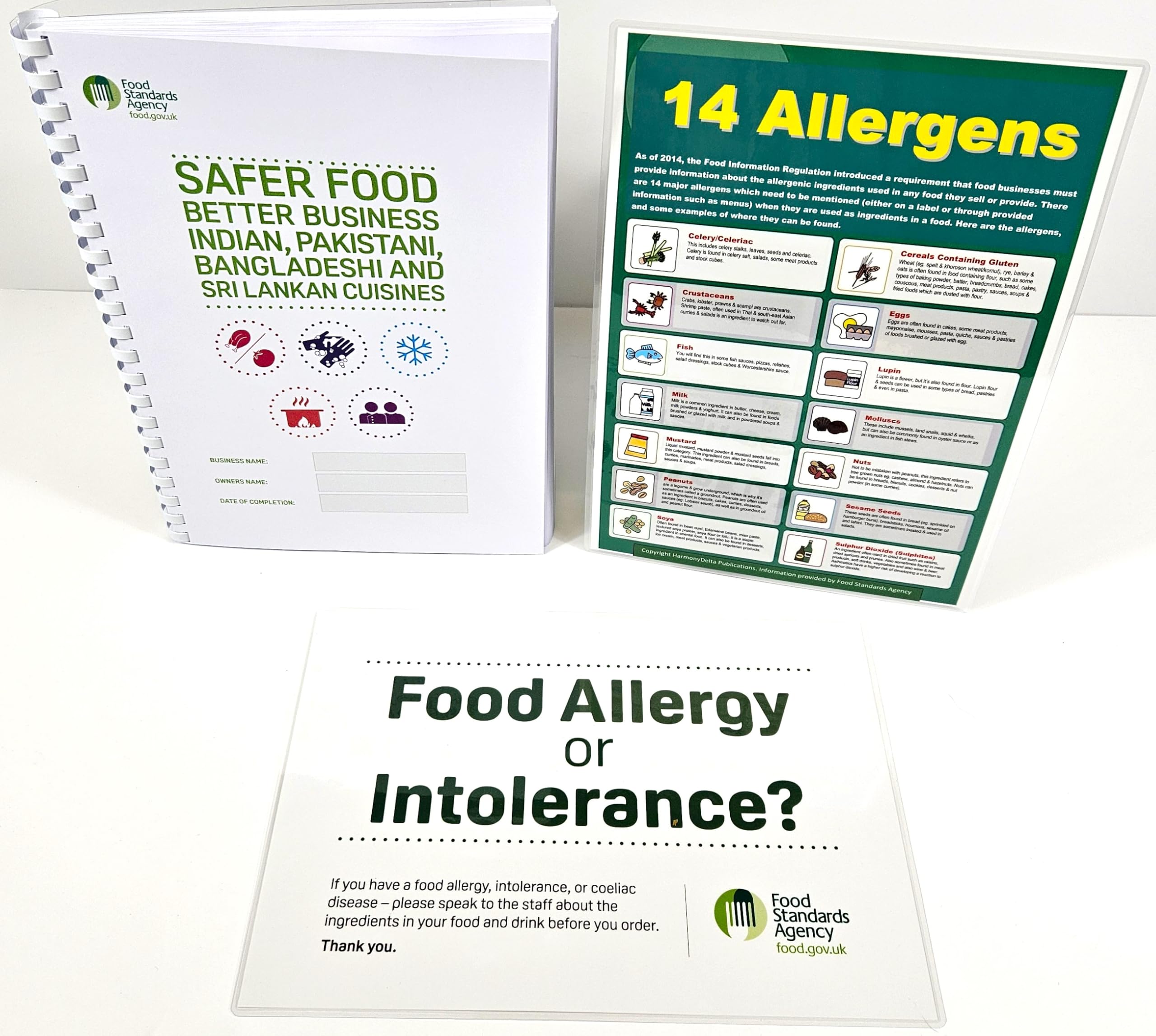 Safer Food Better Business for Indian, Pakistani, Bangladeshi & Sri Lankan Cuisines with 13 Month Diary & 13 Month Refrigeration Records All in 1 Manual. Includes 2 x Food Allergen Signs.