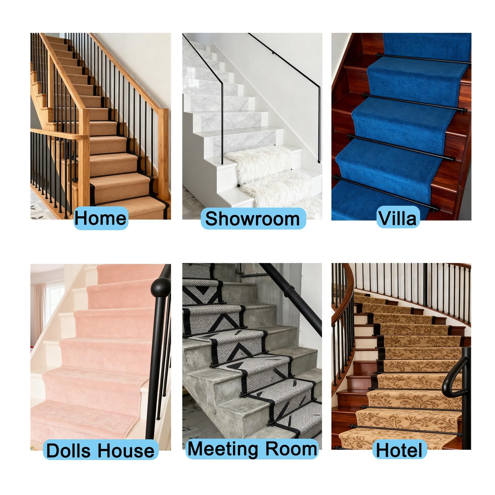 Lot de 12 barres antidérapantes pour tapis d'escalier - Bandes antidérapantes pour éviter de glisser dans les escaliers - Idéal pour les familles et les animaux domestiques (61 cm)