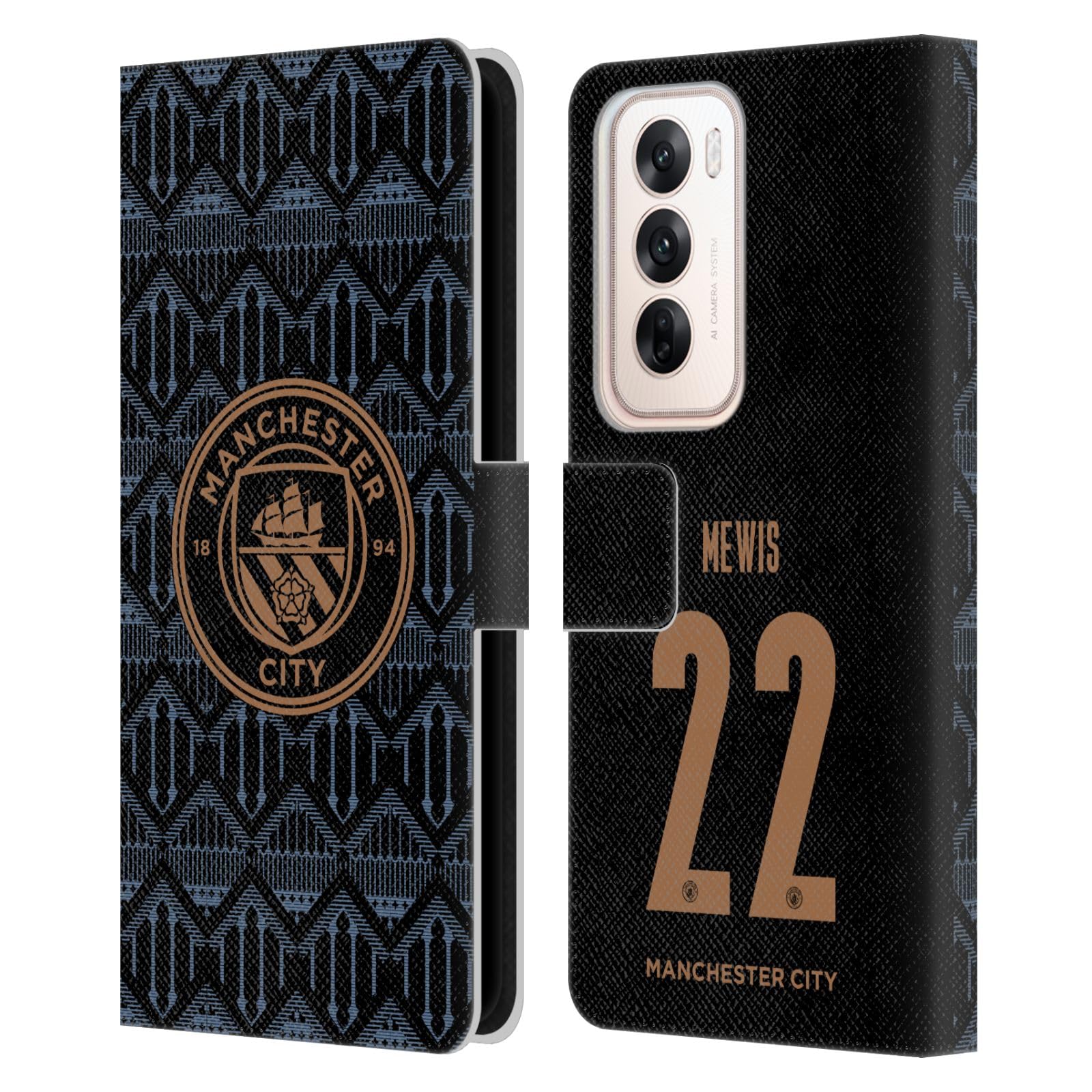 Head Case Designs Officially Licensed Manchester City Man City FC Sam Mewis 2020/21 Women's Away Kit Group 1 Leather Wallet Case Compatible with Oppo Reno12 5G