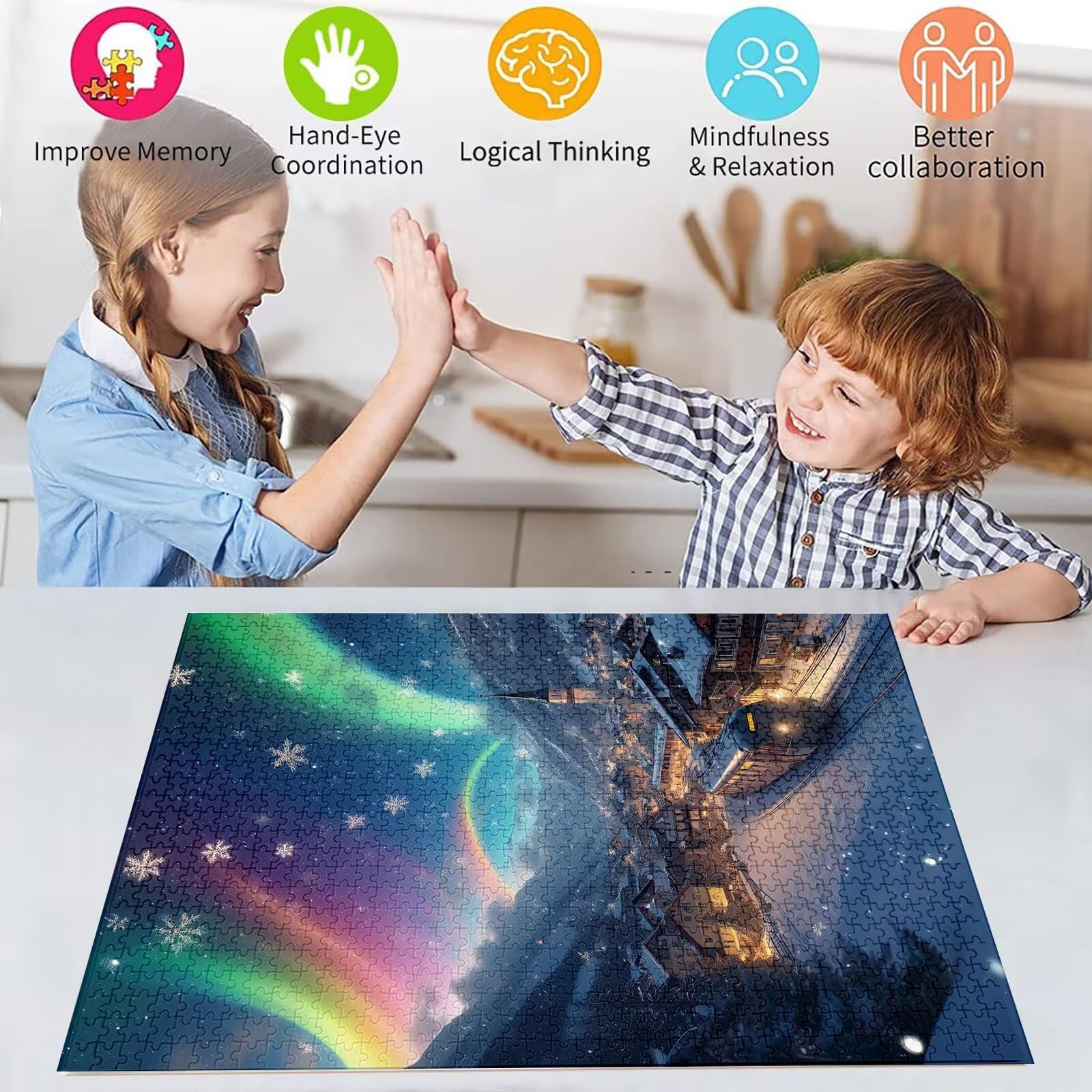 Aurora Puzzle 5000 Teile Kleine Stadt Puzzle Erwachsene, Holzpuzzle Erwachsene, DIY Groß Puzzelmatten, Premium Klassische Wooden Jigsaw, Holzpuzzle ab 14 Jahren für Jungen, Geschenke Mädche S-738