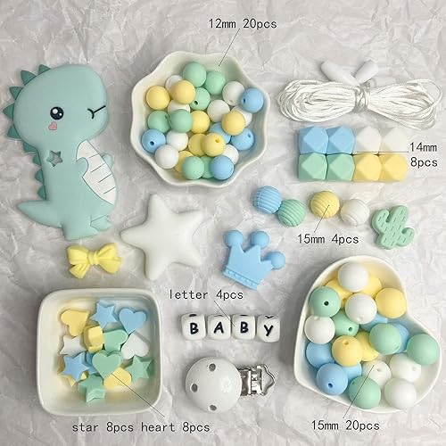 Miniatura 4 de Juego de cuentas sueltas de silicona Kit de dinosaurio para accesorios de joyería DIY collar pulsera TZ004