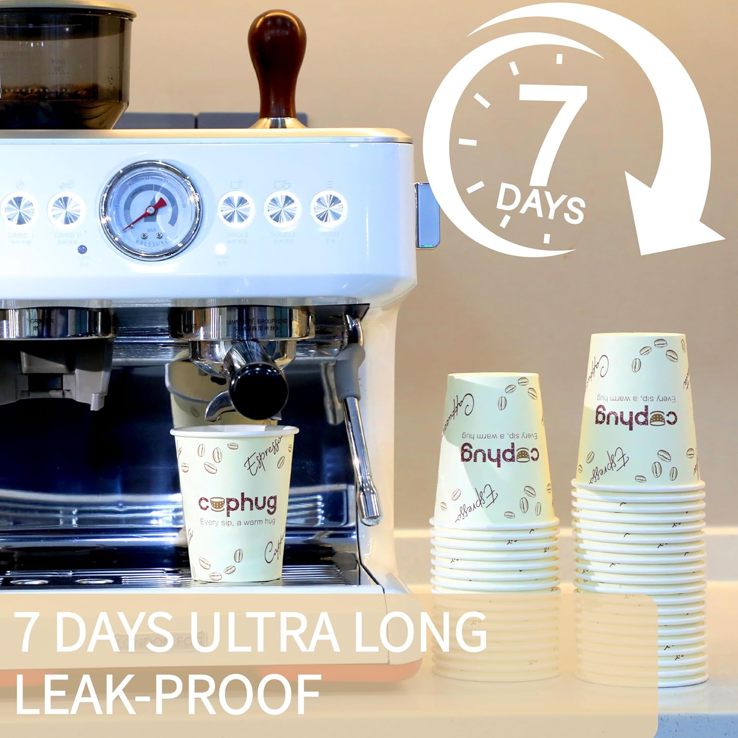 300 Pack 8 oz Disposable Paper Cups, Hot & Cold Beverage Drinking Cups for Coffee, Tea, Juice, Water - Coffee Bean Element Design for Office, Party, Home, and Travel - Image 4