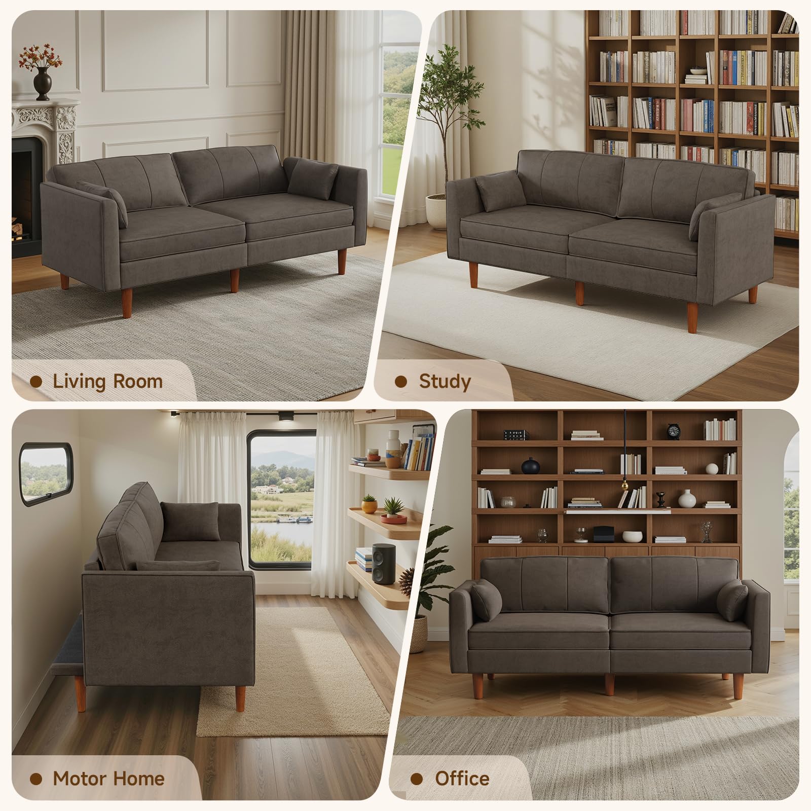 Faux Leather Futon Sofa Bed, 71" Convertible Sleeper Sofa Couch | Leather Couch with Adjustable Backrest Folding Loveseat for Apartment, Living Room, Office, Brown
